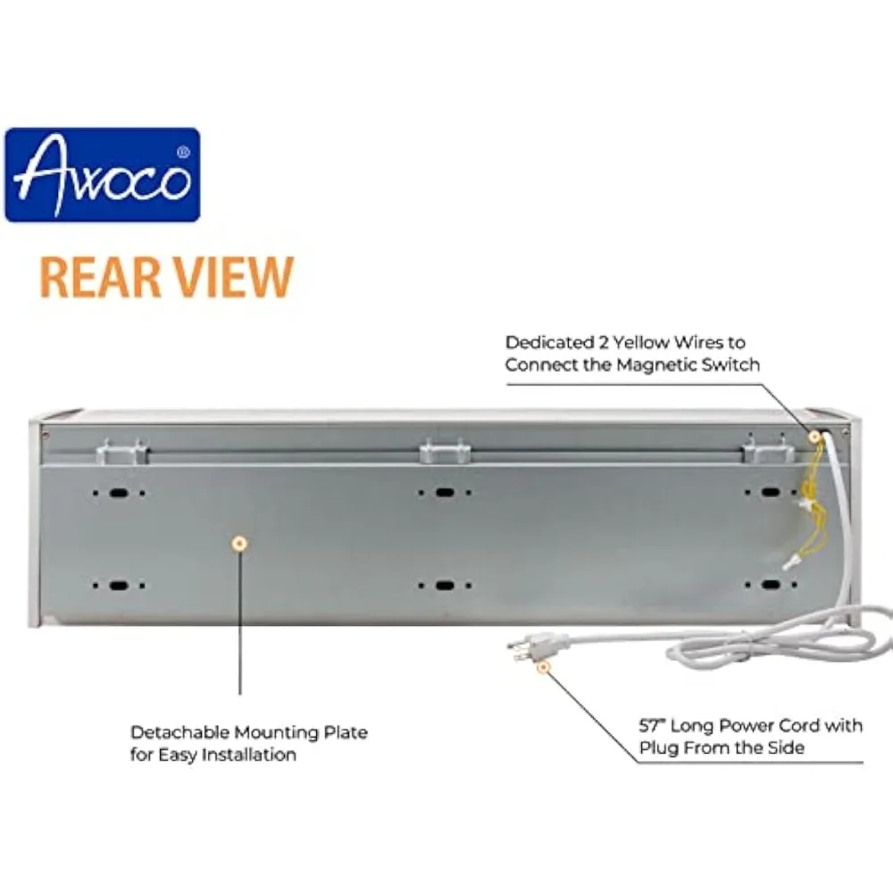 Elegante cortina de aire interior sin calefacción, interruptor de puerta magnético de fácil instalación, 36 ", 2 velocidades, 900 CFM, certificado UL, 120V sin calefacción