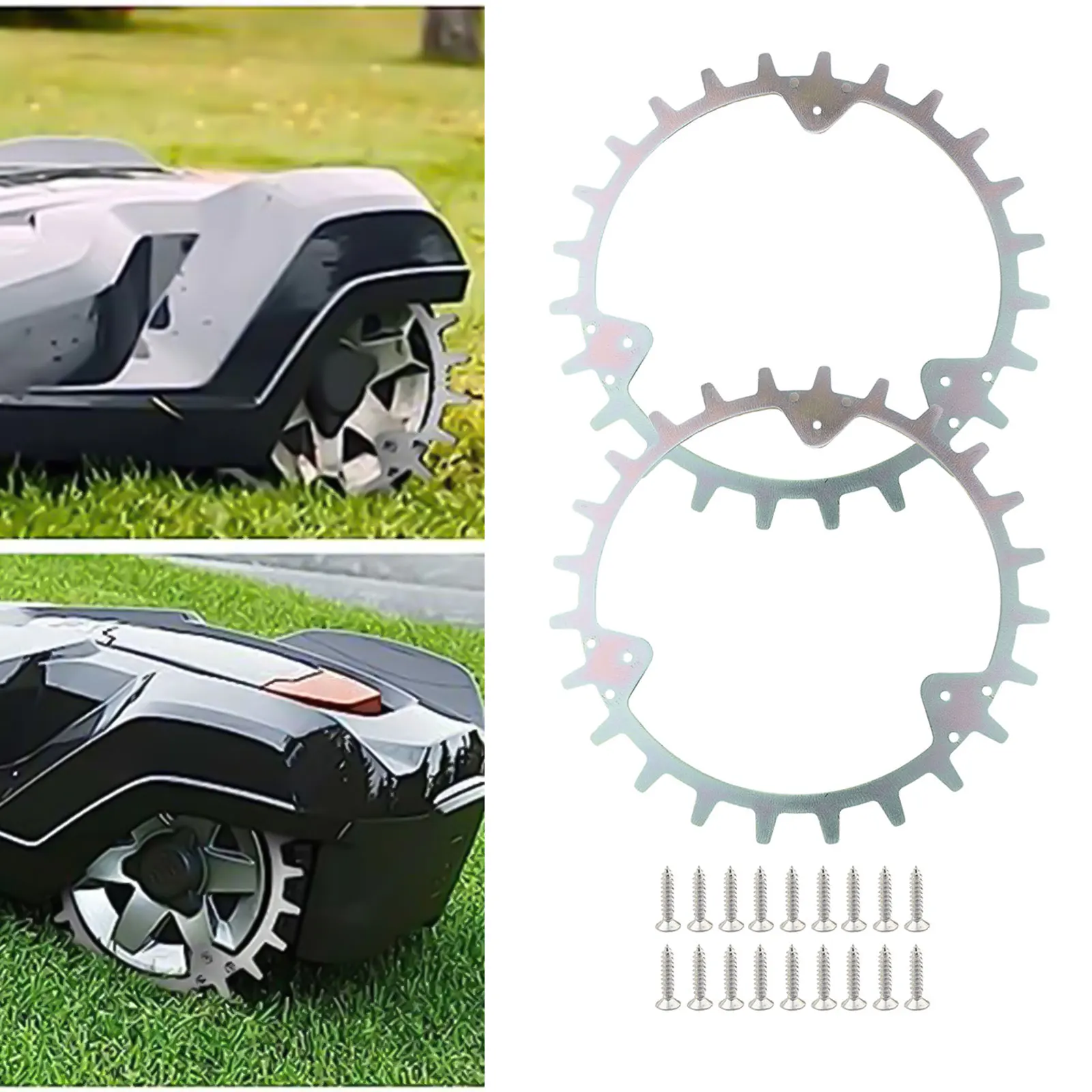 Efficient Traction Wheel (252mm) Compatible with Lawn Mower Robots Features Anti Skid Spikes and Increased Ground Contact