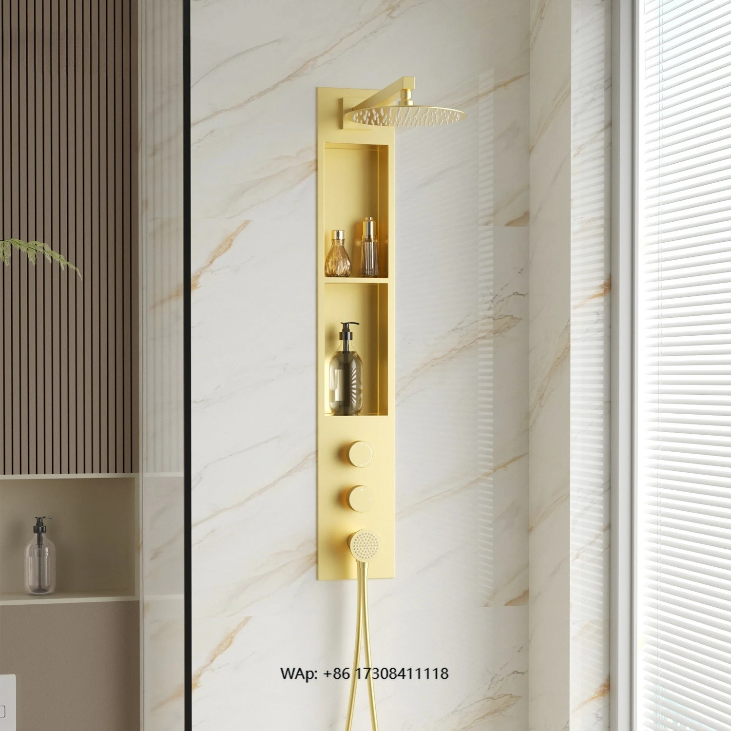 

Modern one-piece stainless steel shower plate 304 with pressure balance valve, rain shower and hand shower for bathroom decorati