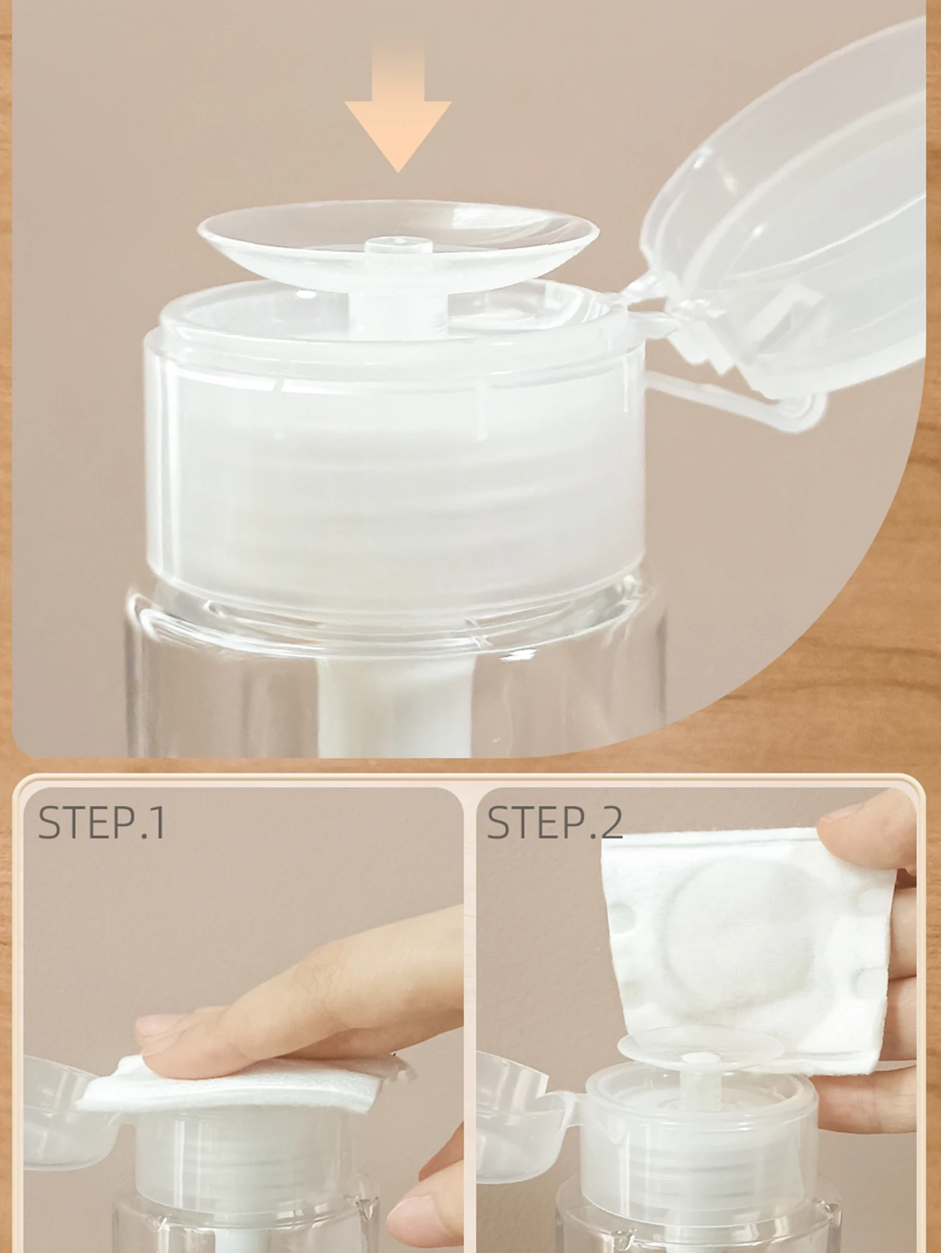 100/200ml Travel Press Bottle Makeup Remover Water Wash Nail Water Pressure Bottle Nail Plastic Bottle Toner Portable Packaging