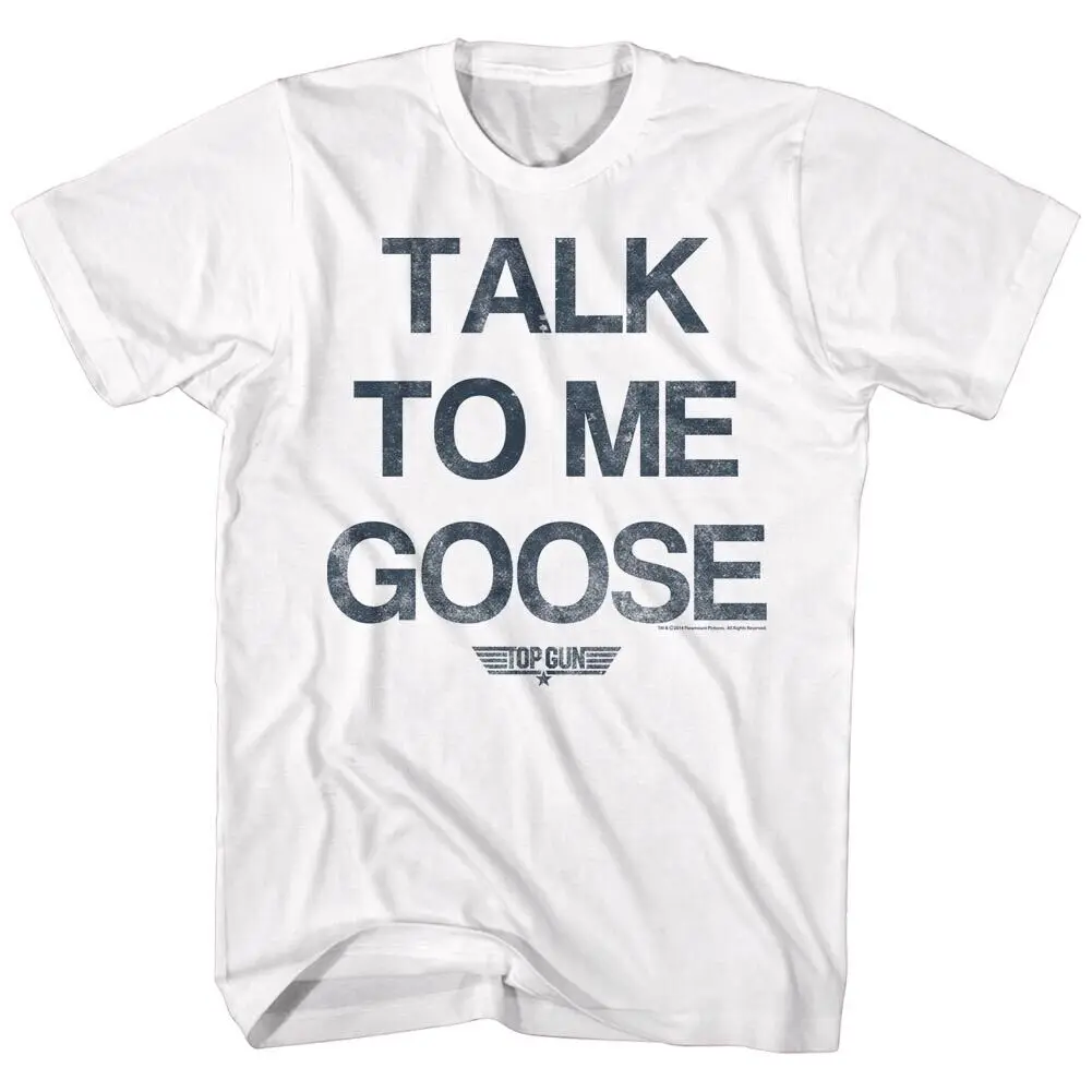 Top Gun Movie T-Shirt Talk To Me Goose Tom Cruise White Cotton New