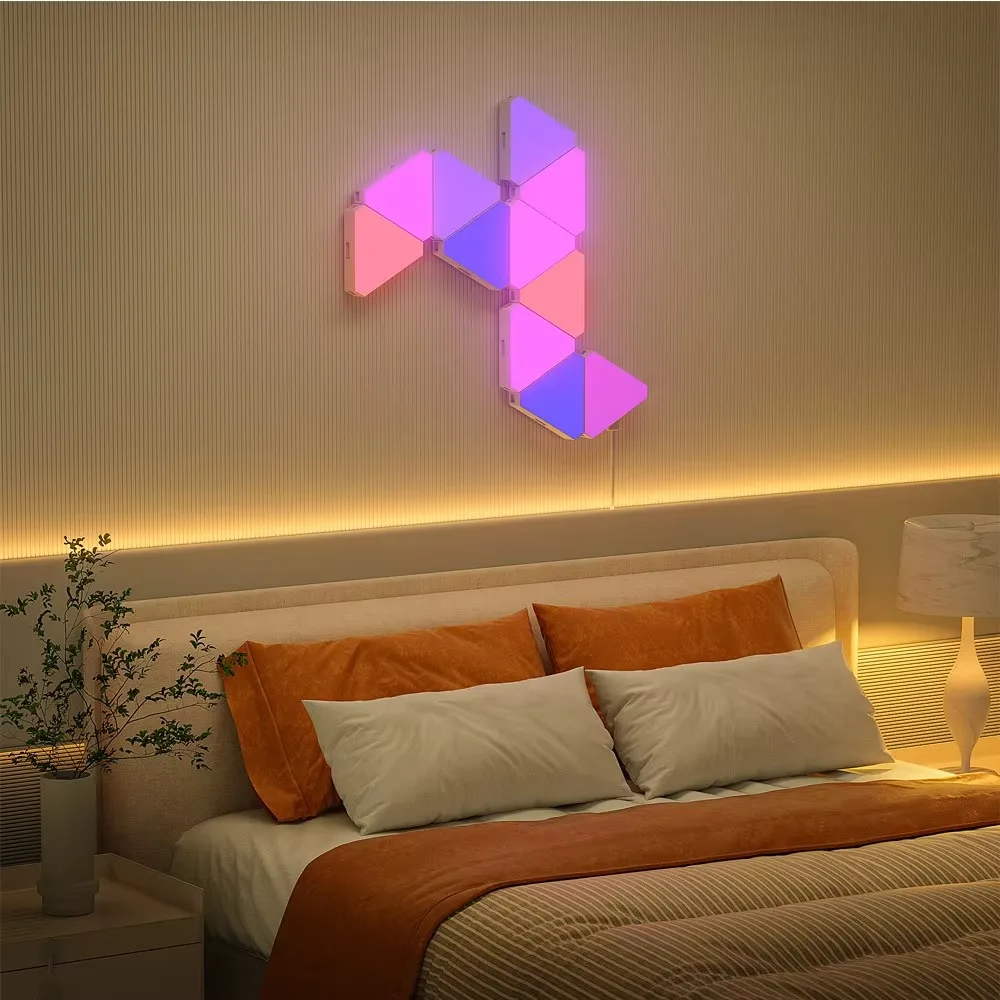 Wifi Bluetooth App Control Music Sync Lights Smart Home Lamp RGB LED Triangle Hexagonal Game Room Decorative Lighting