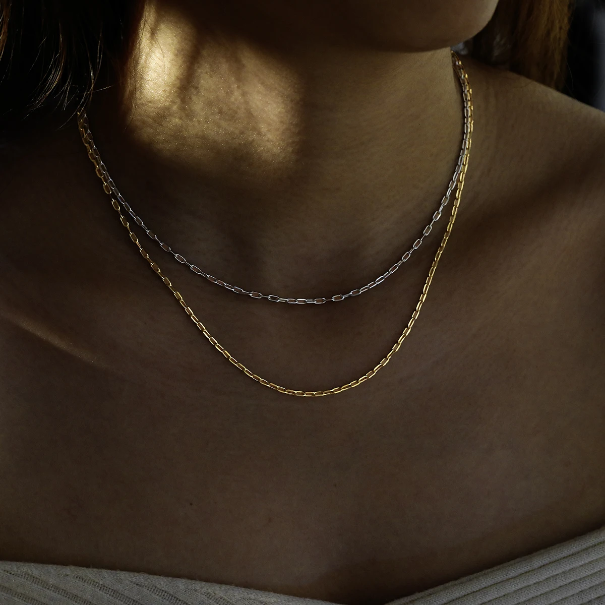 

Chic 18K Gold Plated 316 Stainless Steel Chain Necklace Bracelet Set Non Tarnish Gold Color Vintage Style Jewelry set for Unisex