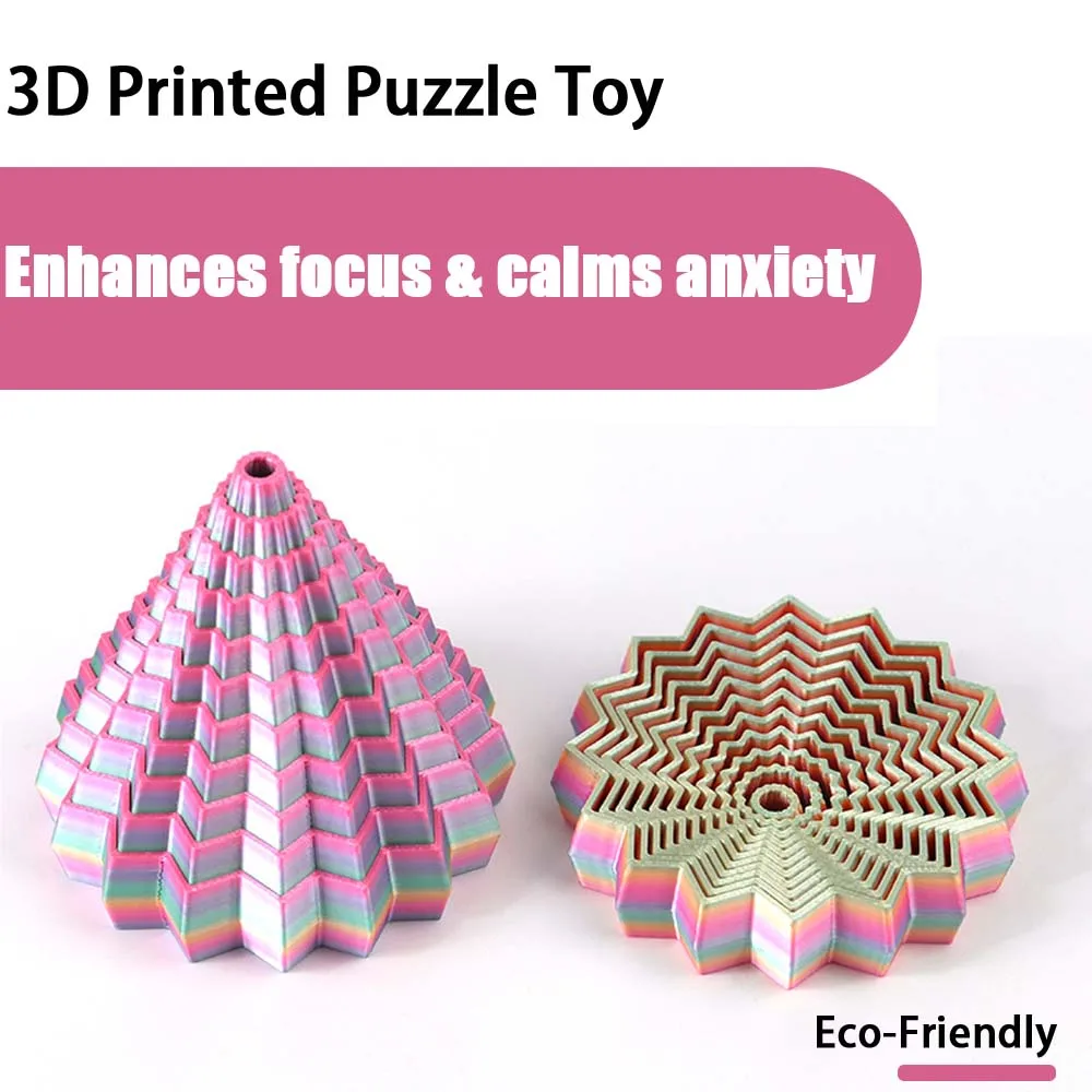 

3D Printed Stress Relief Toy Flower shaped Radish Tower Puzzle Toy Stress Relief Fidget Stack