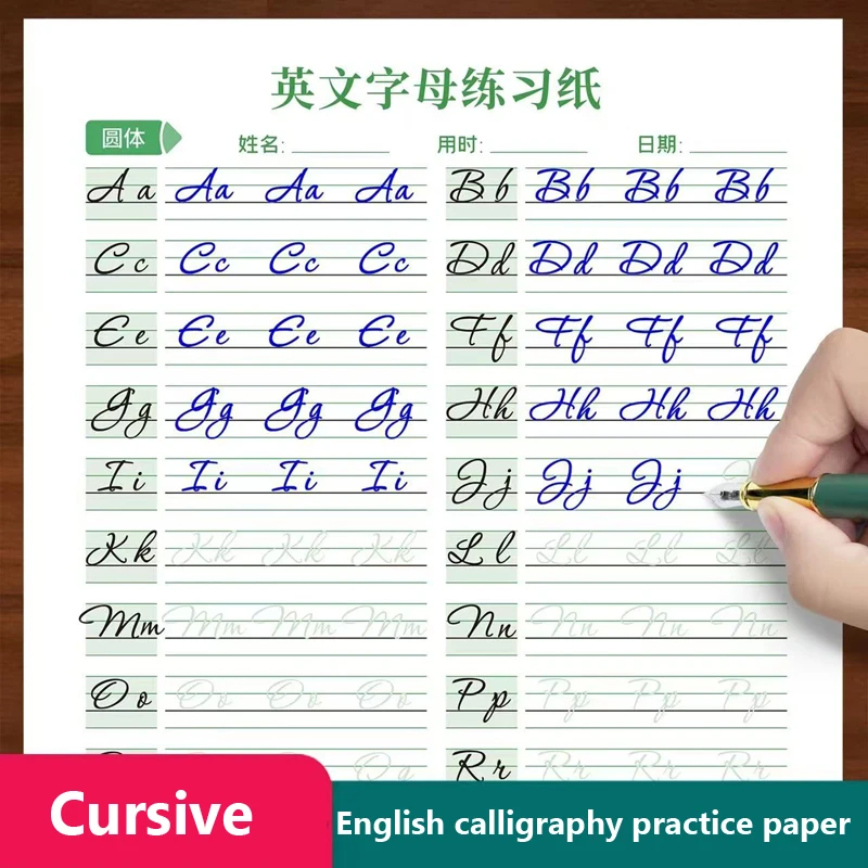 

Учебная книга по английской каллиграфии, 18 страниц, рабочая тетрадь для письма для учащихся средних школ, рабочая тетрадь для письма с курсивным письмом