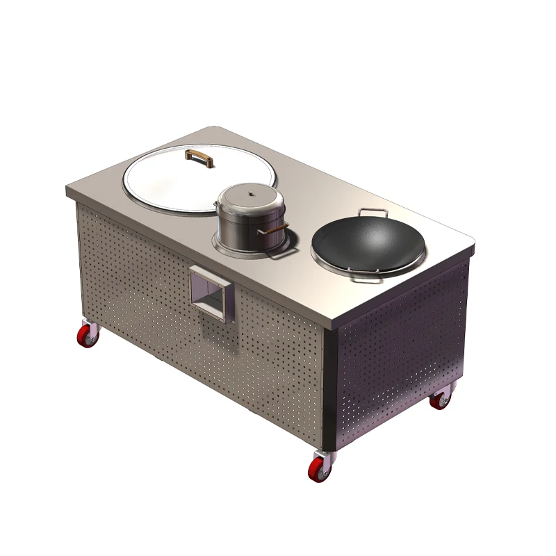 Household firewood stove Three-pot stove with sink Pool Smokeless firewood  Large iron pot
