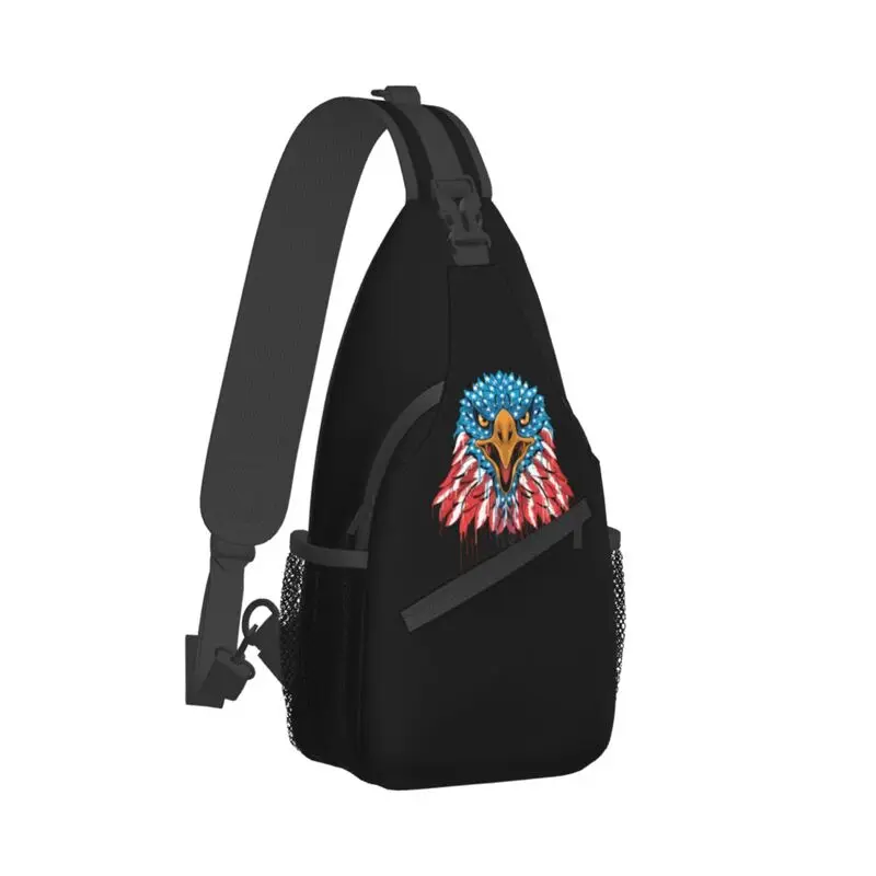 Mochila de viaje personalizada con bandera de Estados Unidos para hombre, bolso de hombro fresco, bandolera de pecho, mochila de día