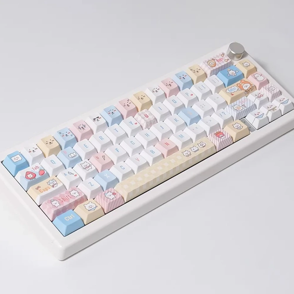 141 Keys ナガノのくま Pixel Bear Keycaps Cherry Moa Profile PBT Gift Box with Personalized Anime Keycaps for Mechanical Keyboard
