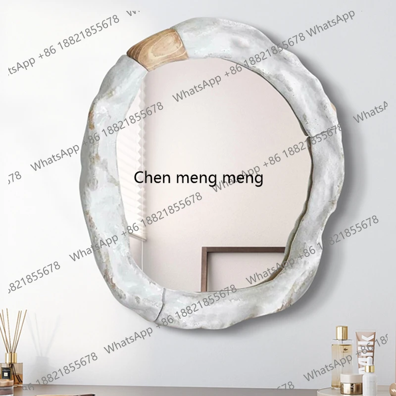 

Light luxury bathroom mirror, European irregular cream style wall hanging master bedroom dressing mirror, B&B decorative mirror