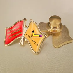 World Any Flag And Areas Crossed Double Friendship Flags Brooches Lapel Pins Badges
