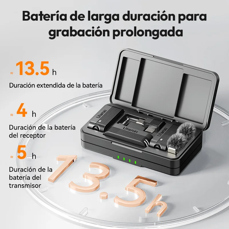 Micrófono inalámbrico de solapa para smartphone Ulanzi A100 para iPhone 16 15 Xiaomi Samsung Dji Action 5 4 3 2 OSMO Pocket 3 SONY 4