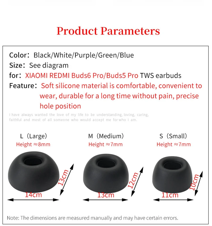 6 Stück Silikon-Ohrstöpsel für XIAOMI Redmi Buds6 Pro Buds8 Pro True Wireless Ohrhörer Ohrstöpsel REDMI Buds5 Pro TWS Ohrstöpsel – Detail 6