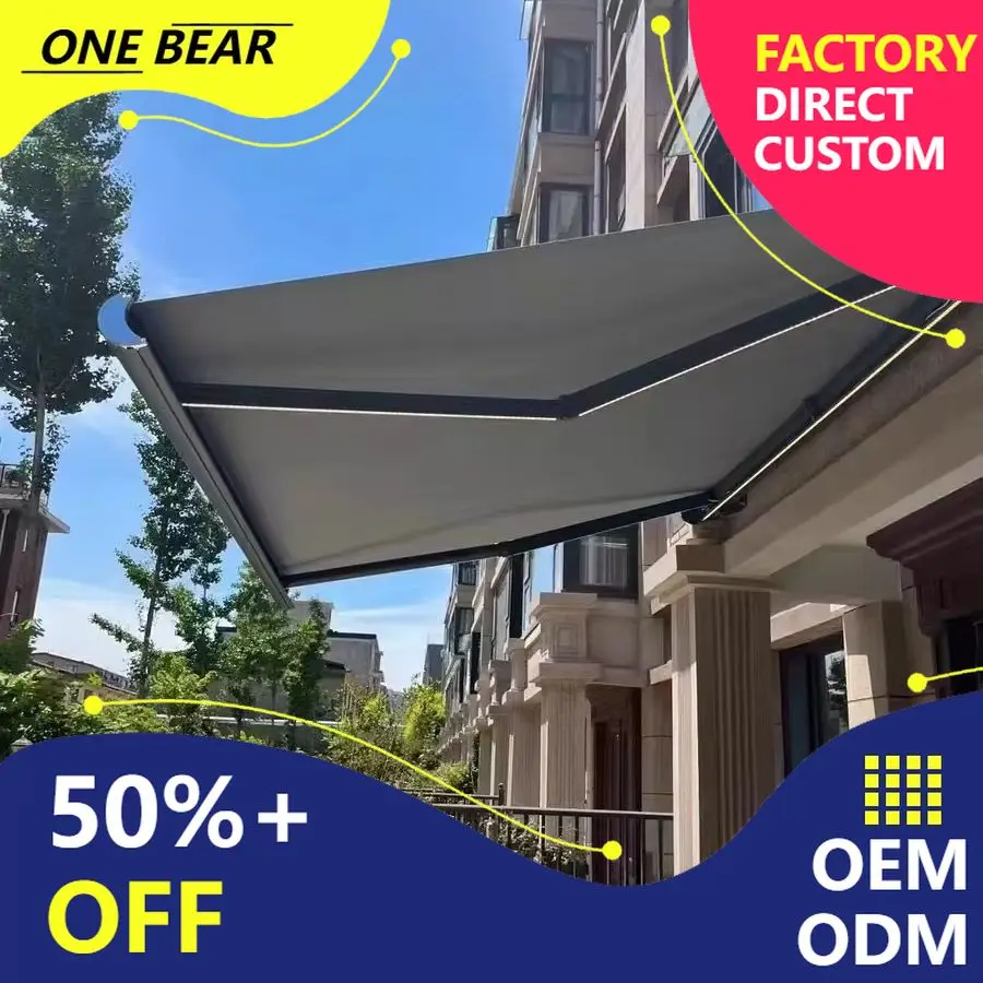 Any Size Custom Heavy Duty Aluminum Retractable Awning Windproof Waterproof Weather Resistant Garden Patio Outdoor Durable