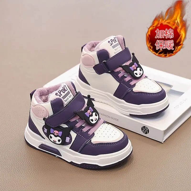 

Sanrio Hello Kitty Kuromi 2026 New High Top Winter Kids Girls Warm Fleece Lined Sneakers Cotton Padded Casual Shoes For Children