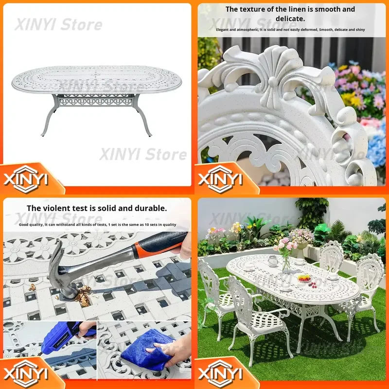 Aluminum Courtyard Furniture Set for Outdoor Dining Table and Chairs for Backyard Garden Balcony KD Metal Furniture for Patio