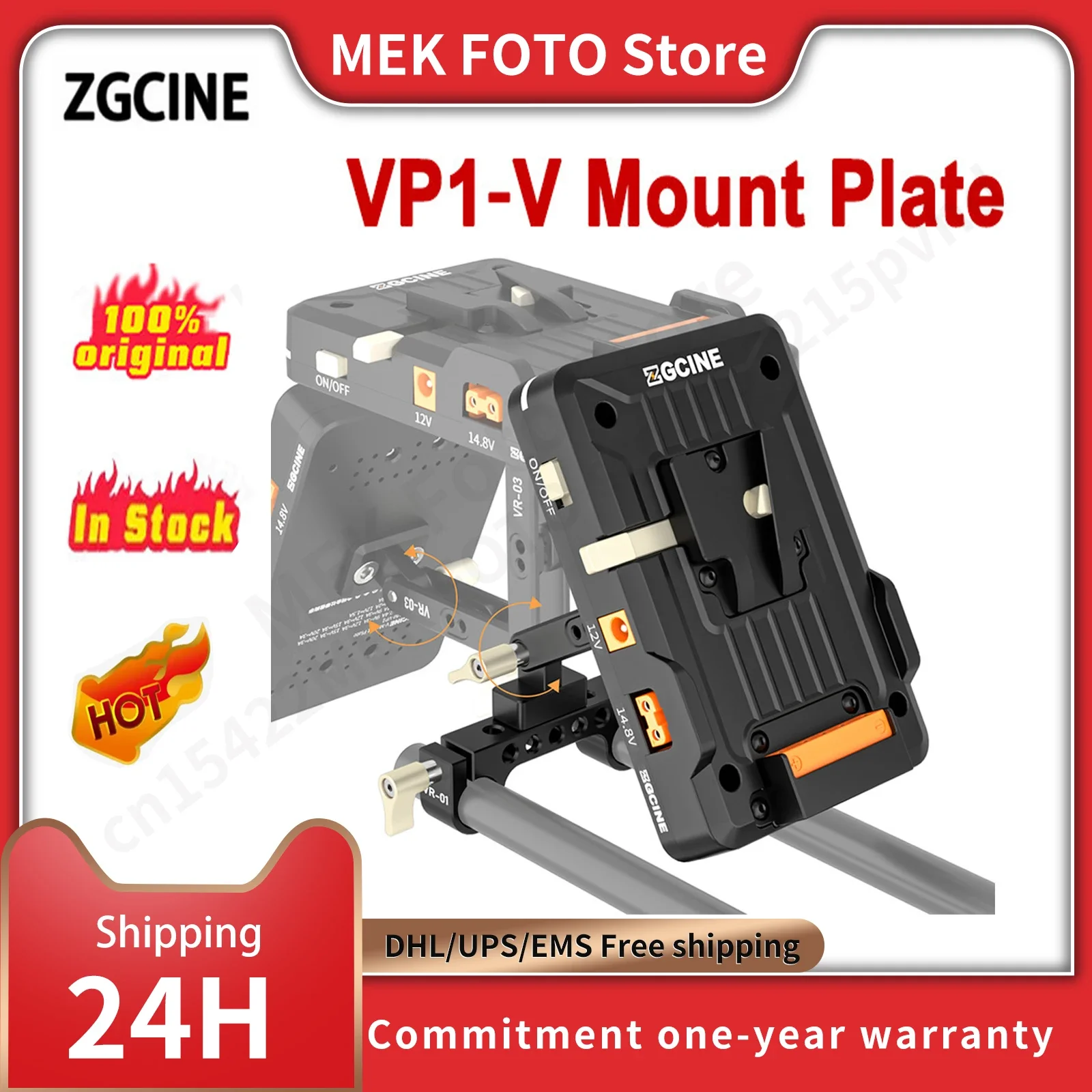 

ZGCINE VP1 V Mount Plate Multifunction PD 14.8V With Adjustable Arm 15MM Rod Clamp V Lock Battery Plate Adapter for DSLR Camera