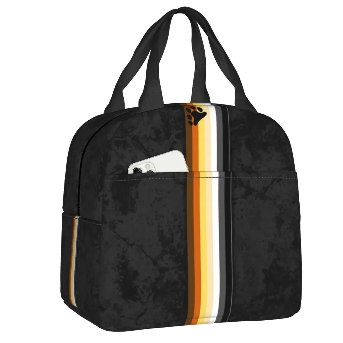 Custom Distressed Gay Bear Pride Flag Lunch Box for Women LGBT Cooler Thermal Food Insulated Lunch Bag Kids School Children