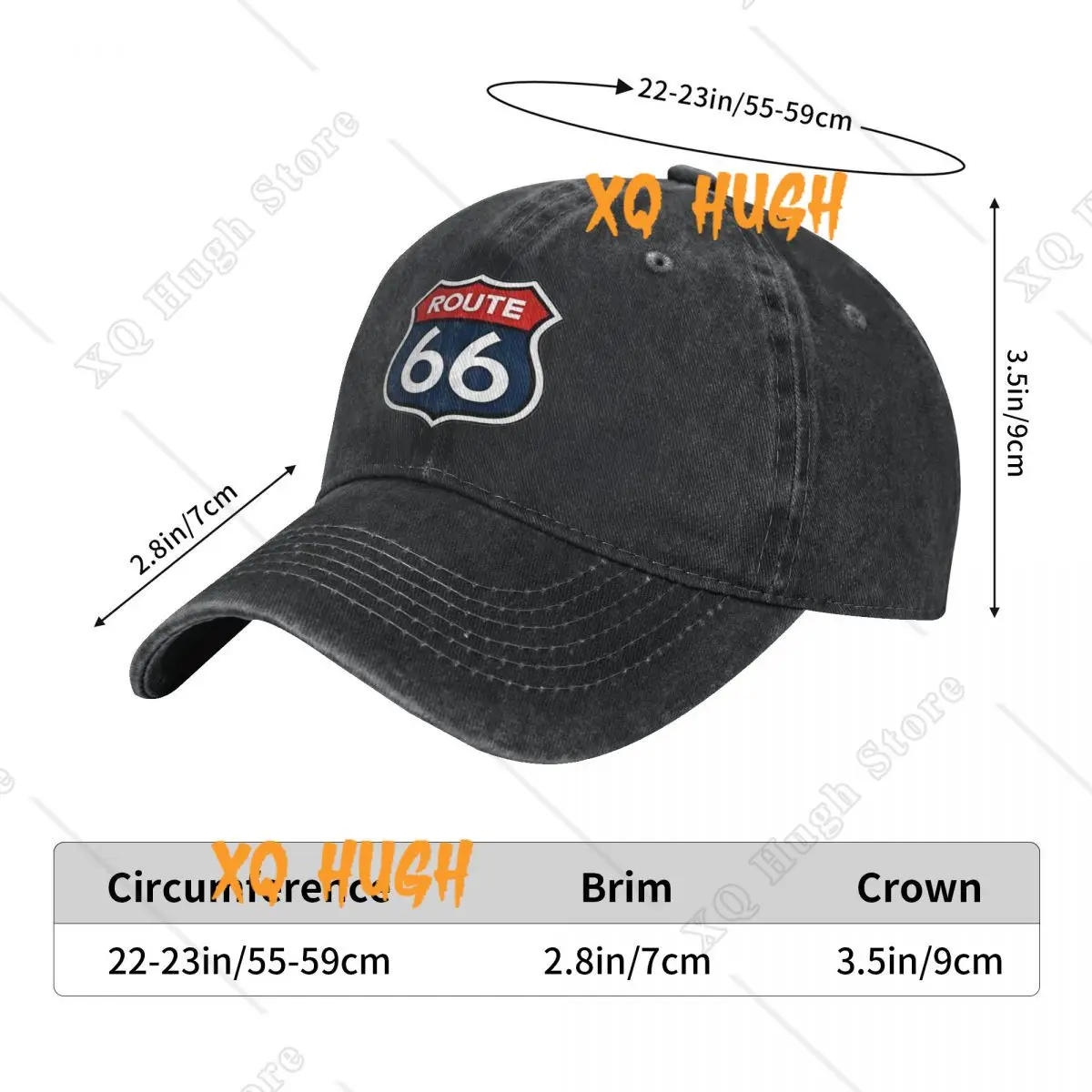 Route 66 Logo Men Women Baseball Caps Motorcycle Mother Road Distressed Cotton Hats Cap Casual Outdoor Activities Gift Snapback