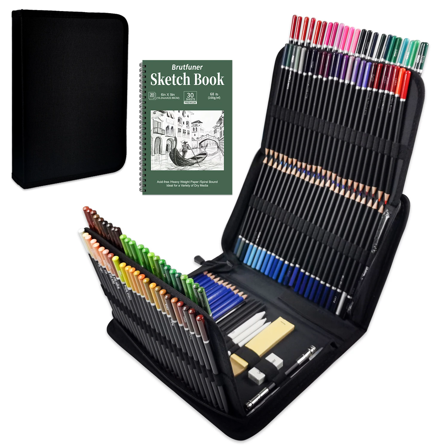 42/73/146 Pack Drawing Sketching Set, with 3-Color Sketchbook, Graphite, Charcoal Pencil, Ideal for Shading, Blending