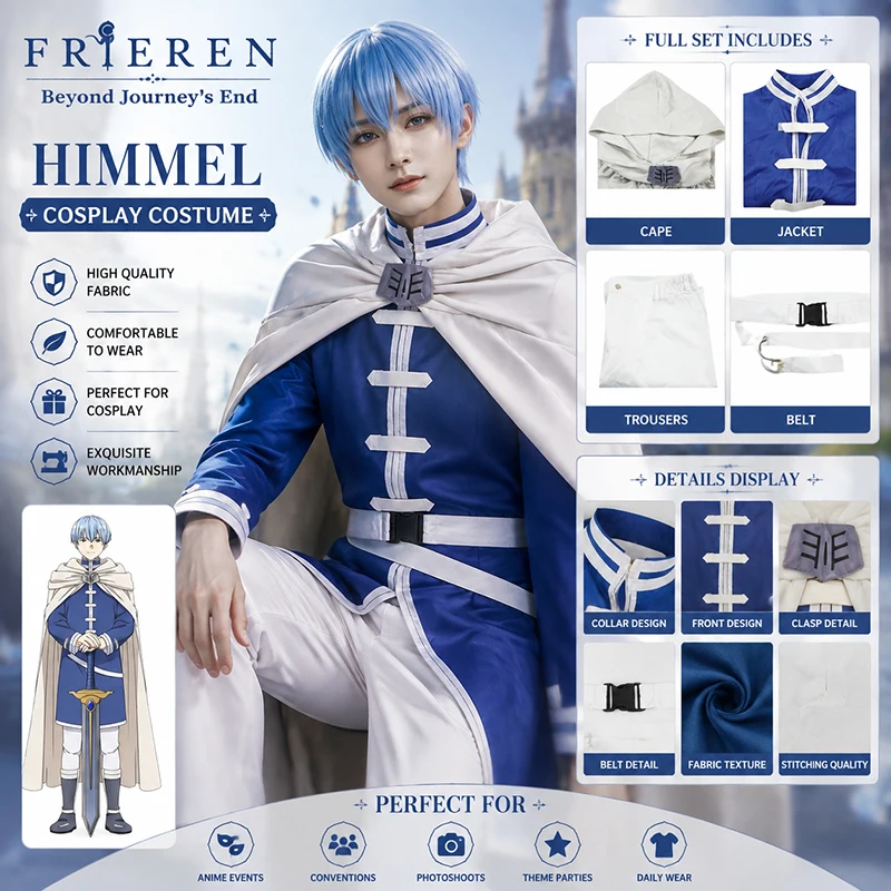 Anime Frieren: Beyond Journey's End Himmel Cosplay Costume Shawl Cloak Coat Pants Comic Con Role Play Halloween Cosplay Costumes