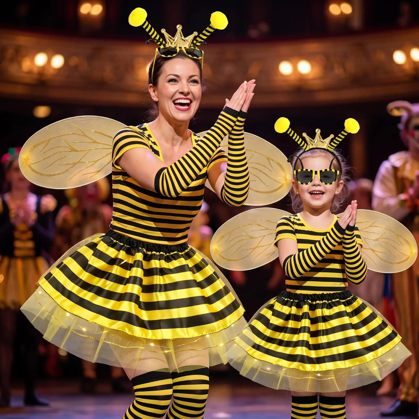 Halloween Bee Tutu Skirt for Toddler Girls Black Yellow Stripe Dance Skirt Costume Party Fancy Dress