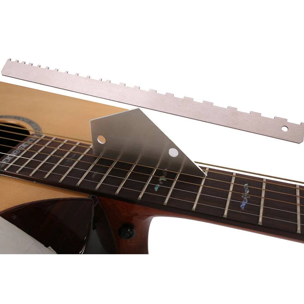 

2Pcs Guitar Neck Leveling Ruler Notched Straight Fret Rocker Luthier Tool Accurate Silver Guitar Leveling Ruler