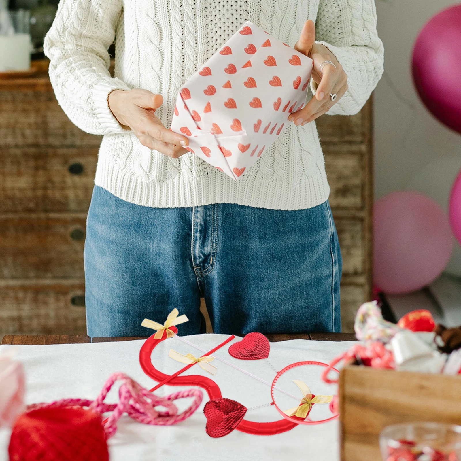 

1Set Valentine Cupid Costume Supply Including Bow Arrow and Headwear for Dance Party Cosplay Show Enhanced Charm Photo Ready