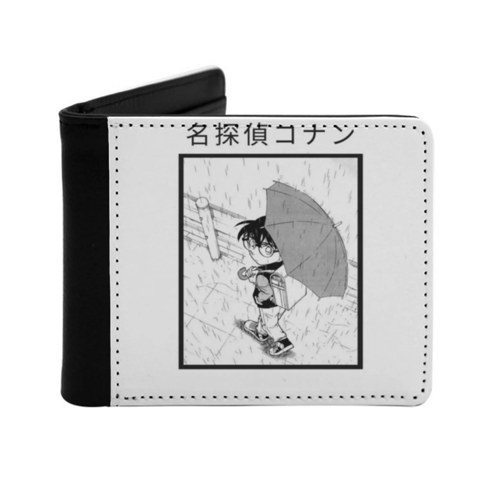 

[ Detective Conan ] Edogawa Conan Men Leather Wallet Credit Card/Id Holders Inserts Money Bag Male Short Purses Detective Conan