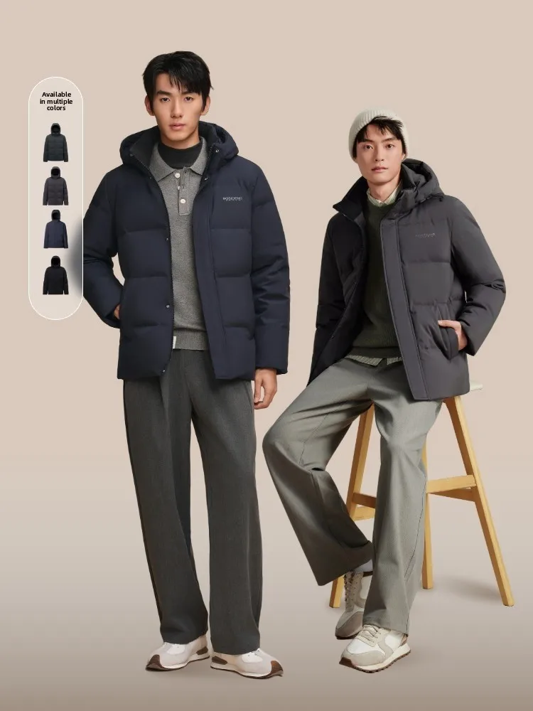 

Bosideng Men's Short down Jacket 90% Duck down Fill Power 680 Polyester Fabric Detachable Hood Casual Style Warmth Outerwear