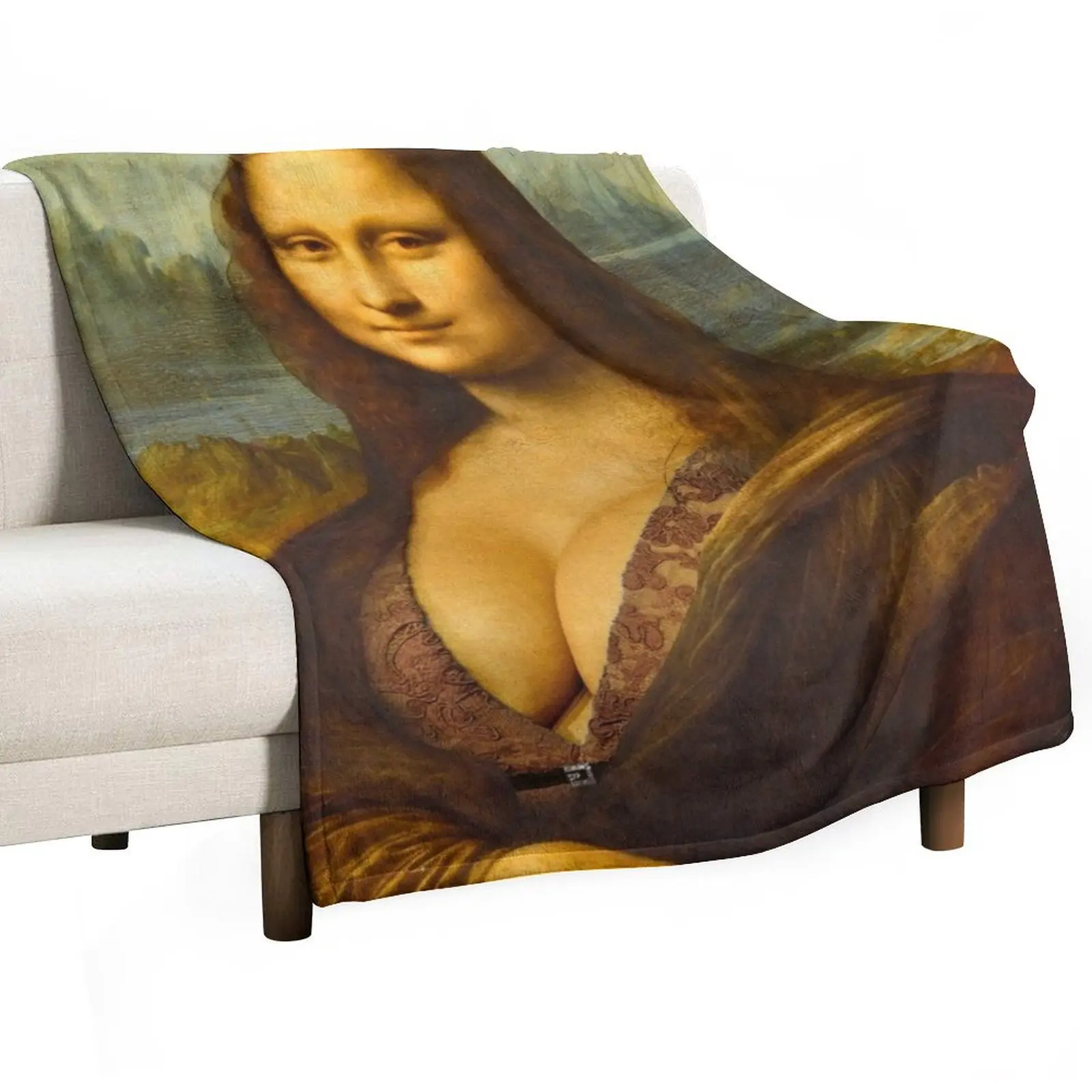 Mona Lisa Big Boobs Parody Throw Blanket Travel sofa bed christmas decoration Softest Blankets