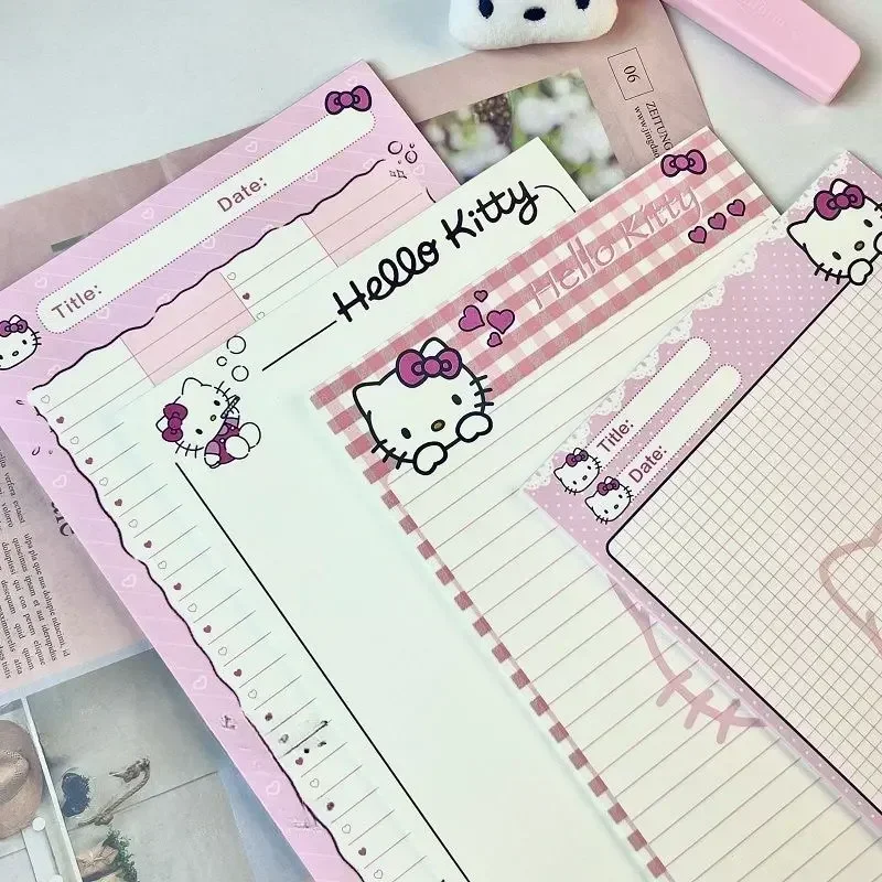 Bloc de notas Kawaii de Hello Kitty para estudiantes, libreta de dibujos animados, Sanrio, material de papelería de aprendizaje, 30 piezas