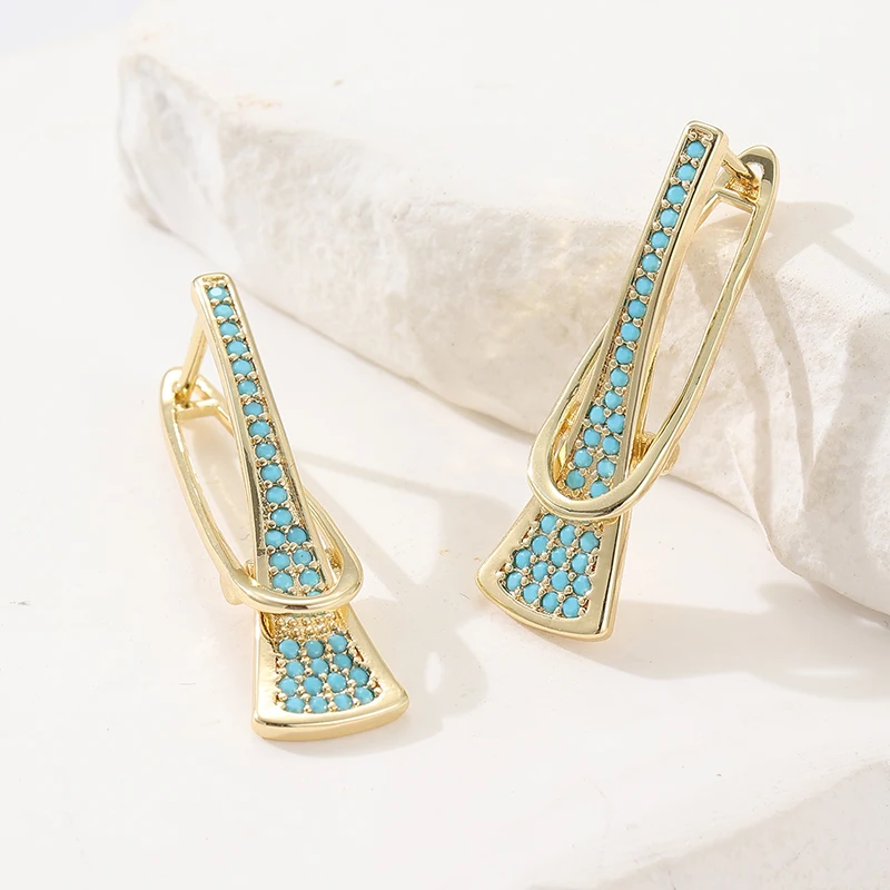 Creative Design Synthetic Zircon Dangle Earrings For Women Gold Color Romantic Cute Earrings Fashion Daily Fine Jewelry