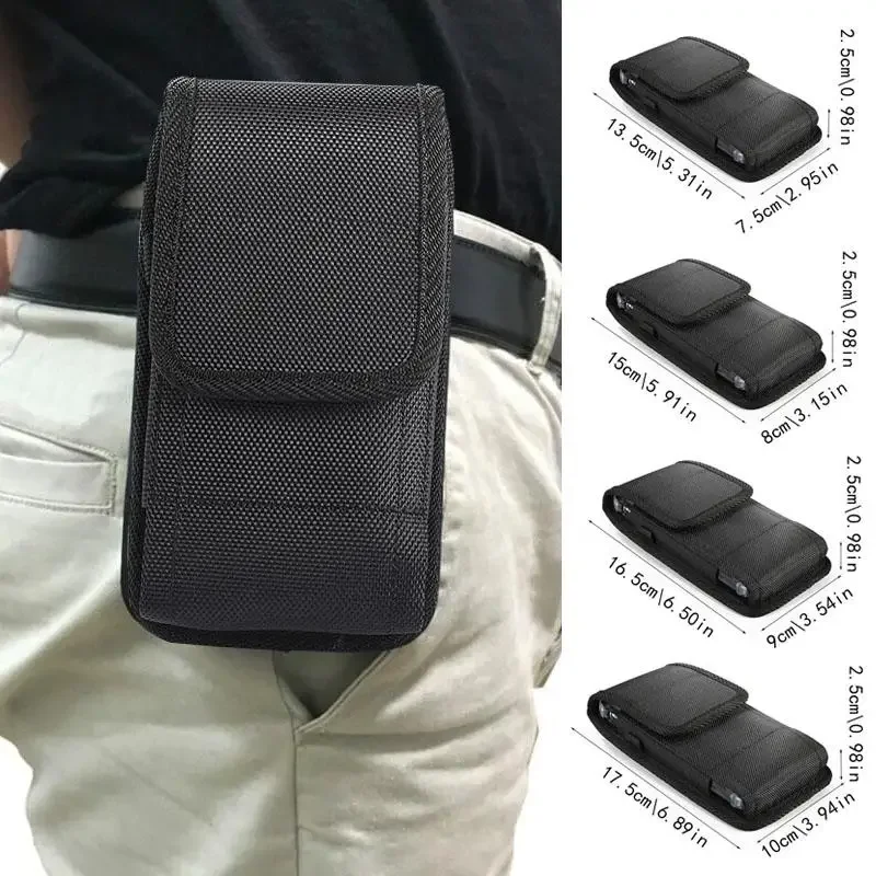 Mobile Phone Nylon Pouch Universal Cell Phone Belt Clip Carrying Holster Case Waist Bag Black Outdoor Sports Climbing Belt Bag