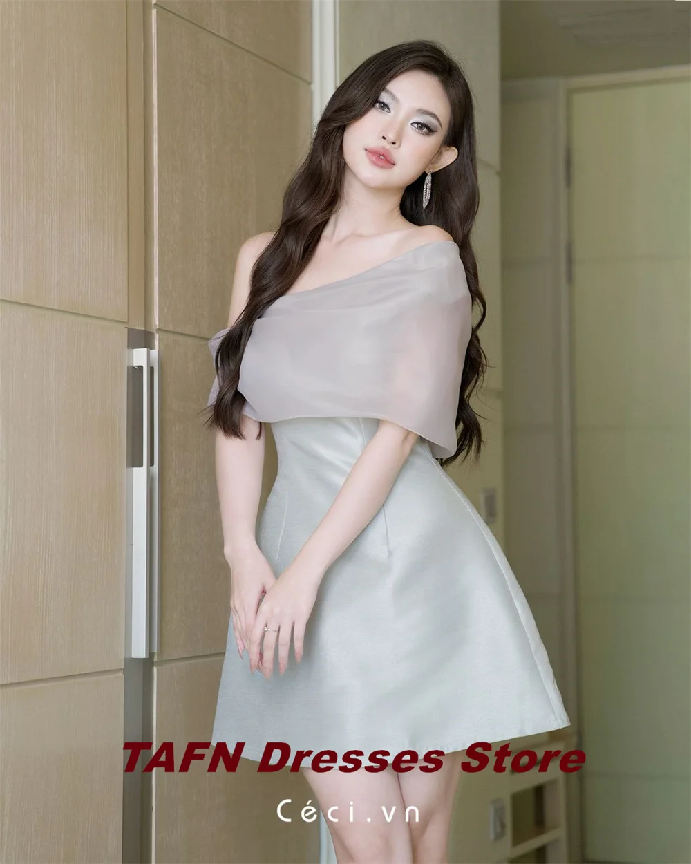 TAFN Mini Party Dresses Off the Shoulder Prom Gown A-line Simple Backless Dresses for Special Event