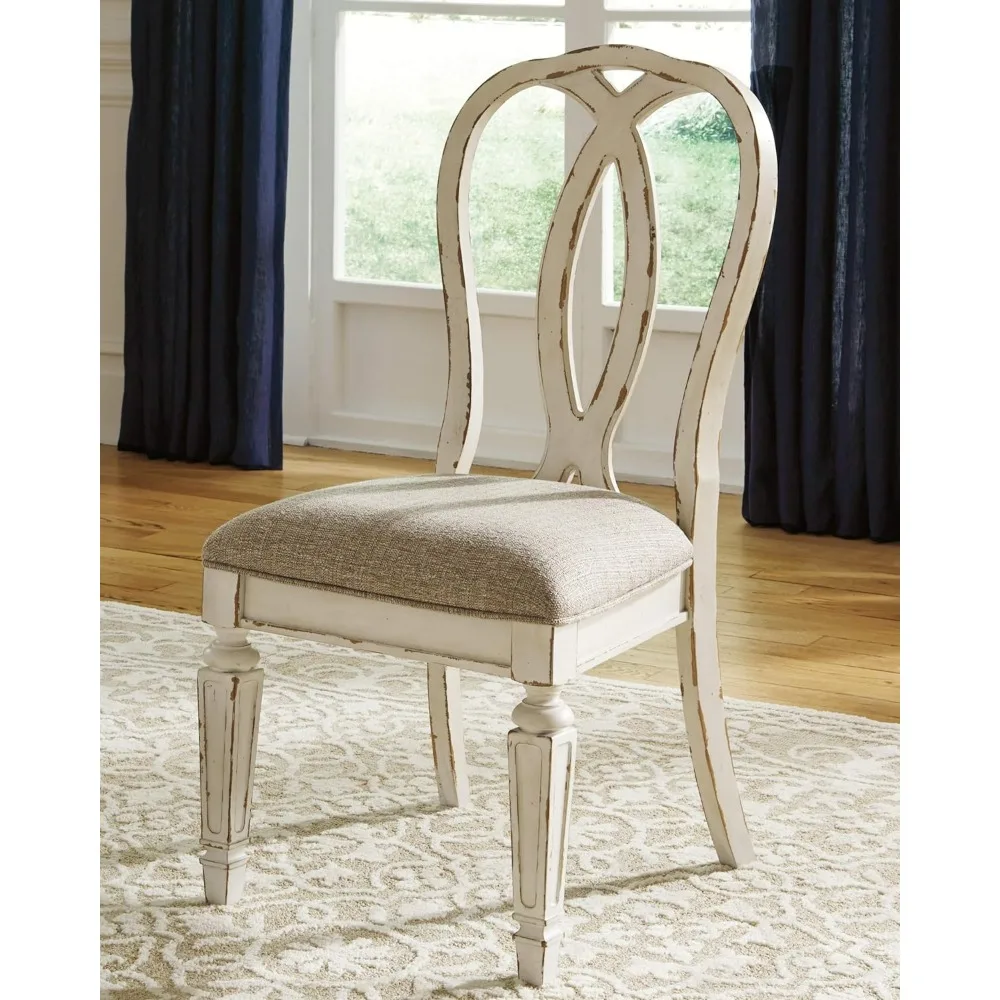 Realyn French Country Ribbon Back Dining Chair, 2 Count, Chipped White