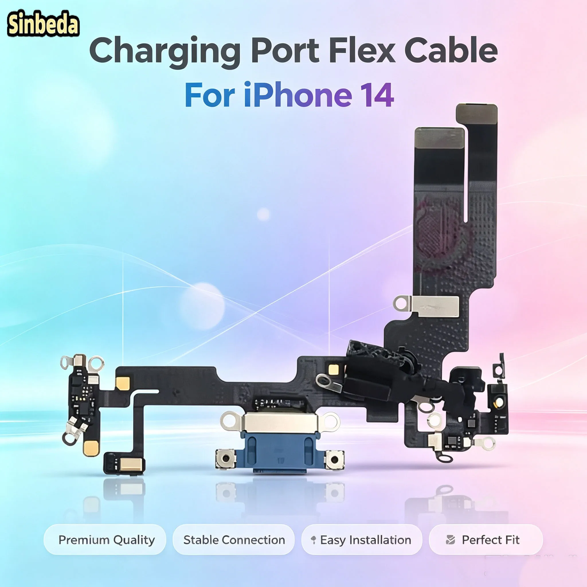 USB Charging Port Dock Connector Flex Cable For iPhone 14 Lightning Charging Tail Flex With Microphone Replacement Repair Parts