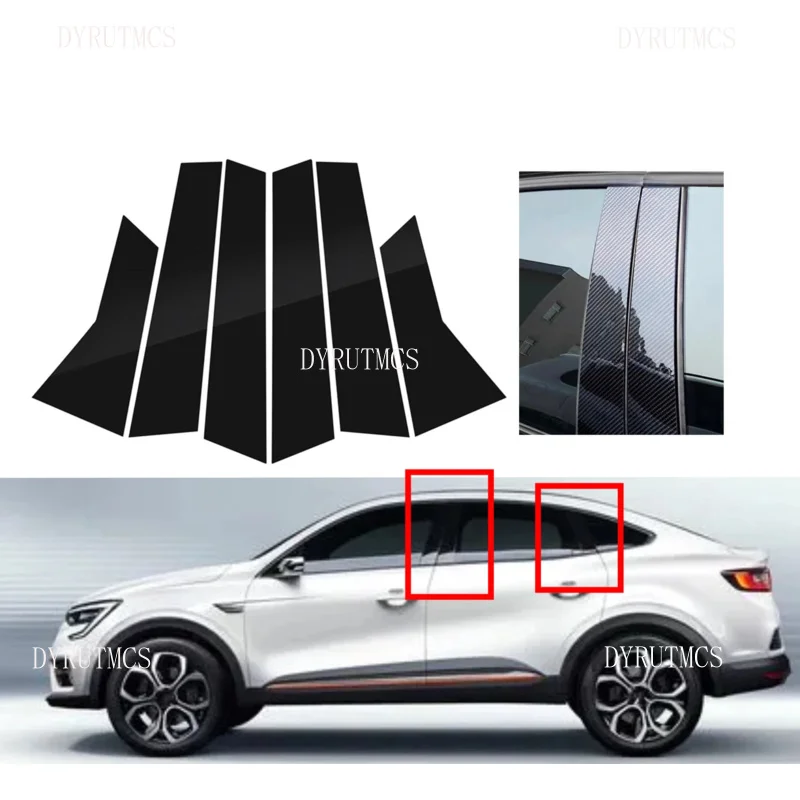 

Стойки стойки серебристого цвета, карбоновый глянцевый черный, подходят для Renault XM3 2020 2021 2022 2023, накладка на боковое окно двери, наклейка на колонку B C