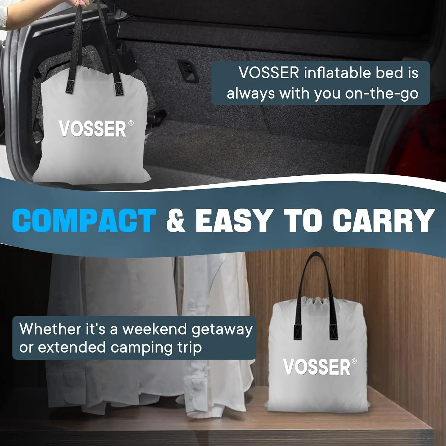 Air Mattress with Built-in Pump,Fast & Easy Inflation/Deflation Inflatable Mattress, Foldable Blow Up Mattress with Storag