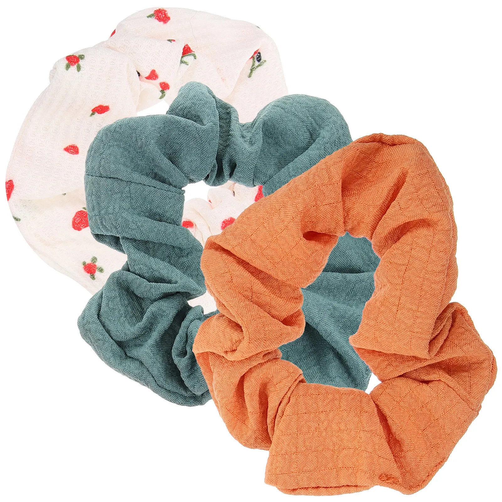 

3Pcs Fabric Cherry Hair Tie Lovely Appearance Match Any Outfit Smooth Cloth Surface Hair Tie Elastics Bobbles Set