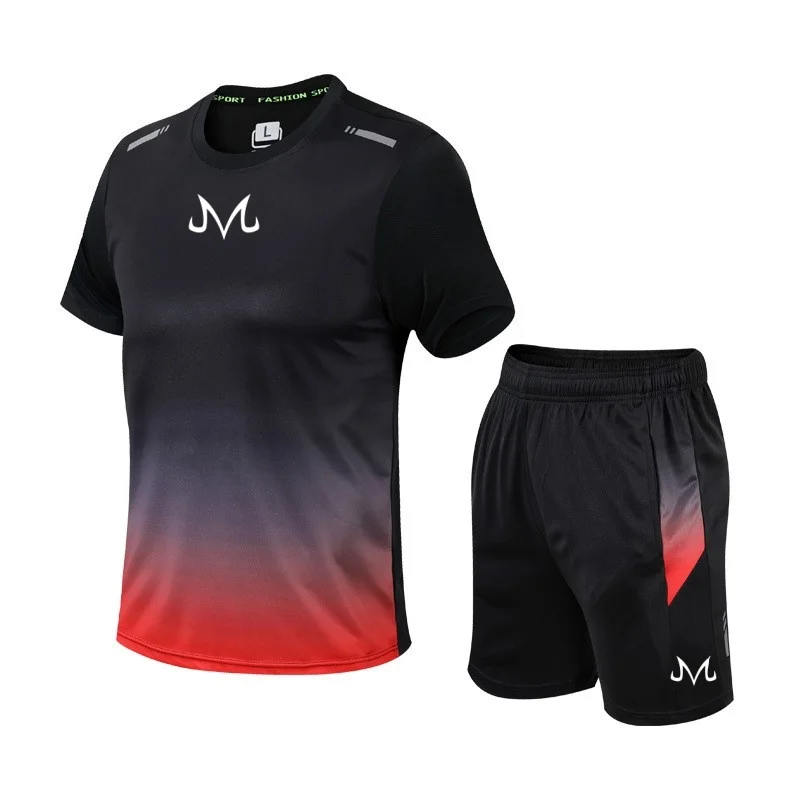 

Модный комплект футболок с короткими рукавами и принтом, высококачественный и удобный быстросохнущий комплект для бега, мужская летняя спортивная футболка.