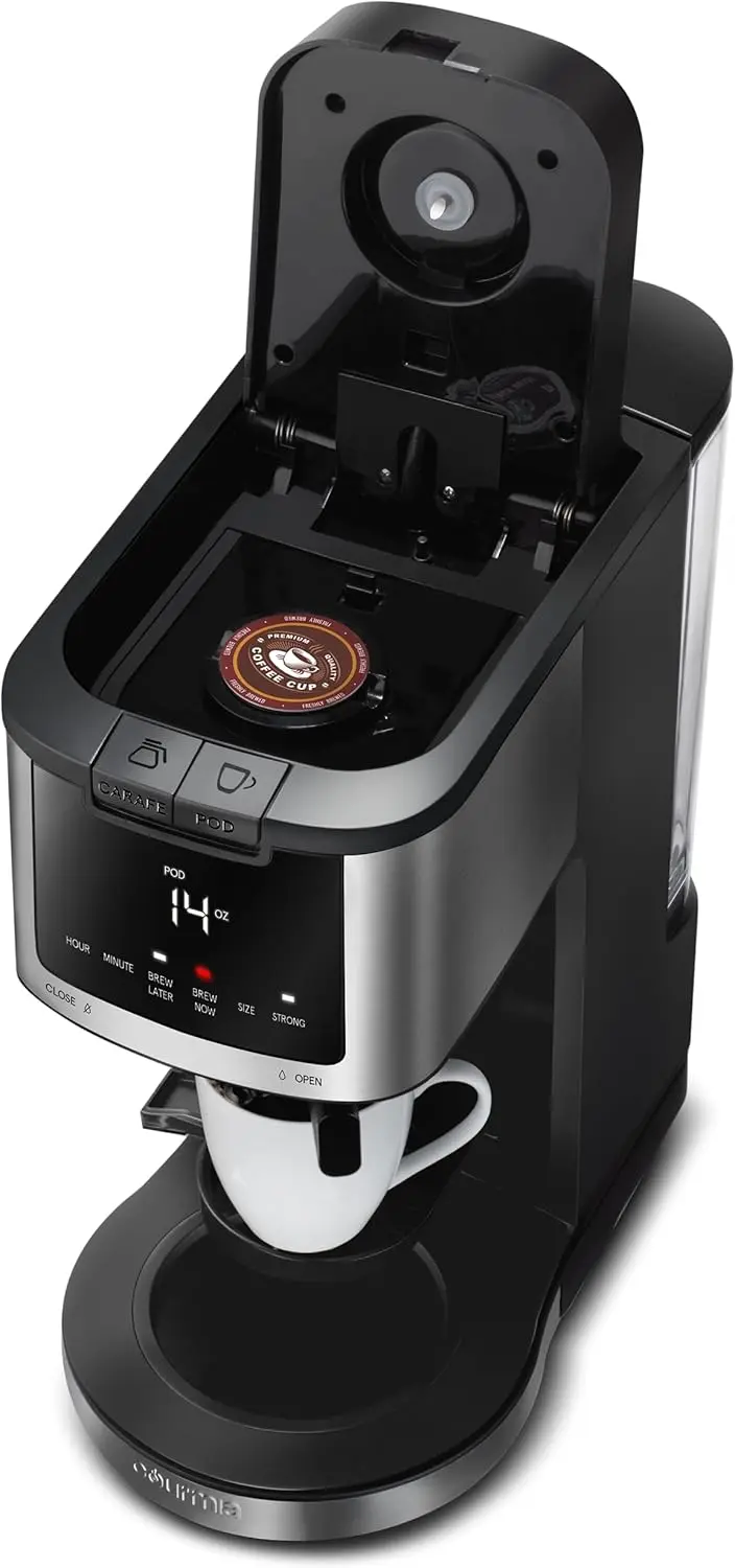 Cialde monodose 2 in 1 + caffettiera da 12 tazze con regolazione fino a 4 ore per tenere al caldo