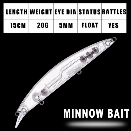 Imagen 2 del producto Dr.Holife, 10 unids/lote, señuelo en blanco para pececillos sin pintar, cebo flotante, señuelo para lubina, 15CM, 20G, cebo duro Artificial poco profundo sin pintar