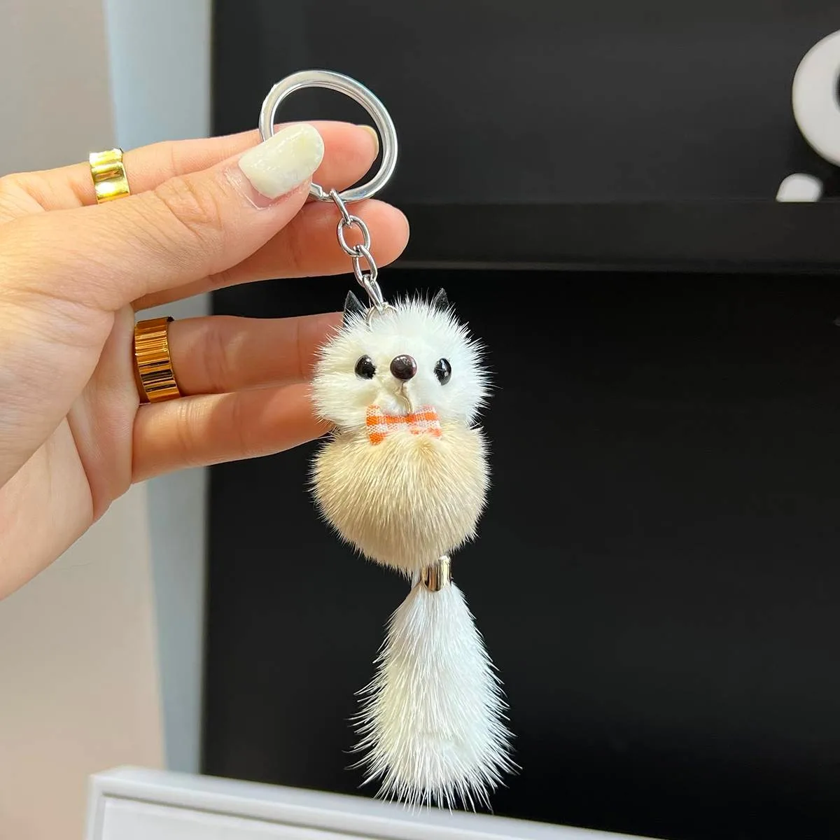 Girls Fashion Gift Mink Fur Doll Plush Pendant Accessories Hanfmade Jewelry Little Fox Phone Keychain Bag Pendant