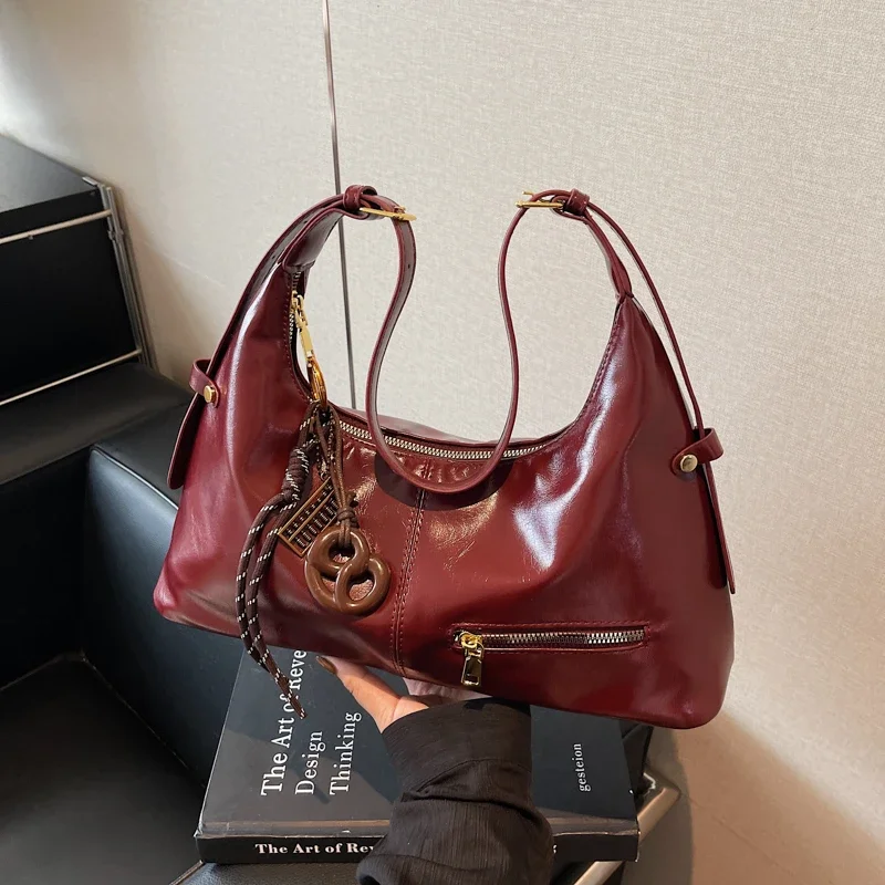 

Fashion Suede Zipper Solid Color Women's Bags 2026 Hot Sale Simple Sweet Shoulder Bags Underarm Sewing Thread Youth Handbags