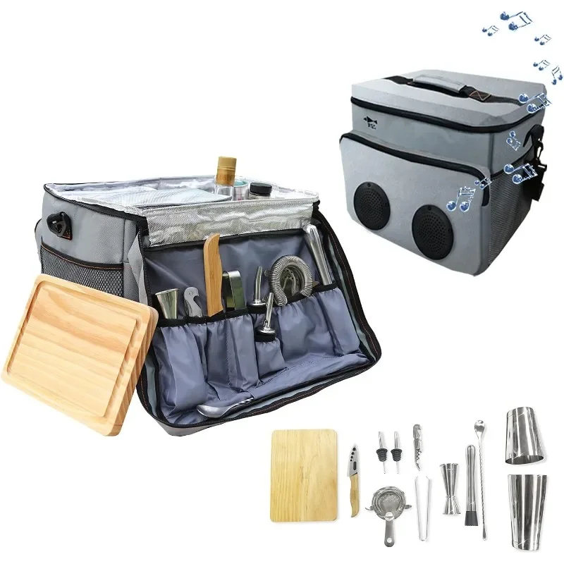 

Outdoor Cocktail Travel Set, 13 -Pieces Bartender Kit Including Bar Tools and Insulated Bag for Travel, Camping