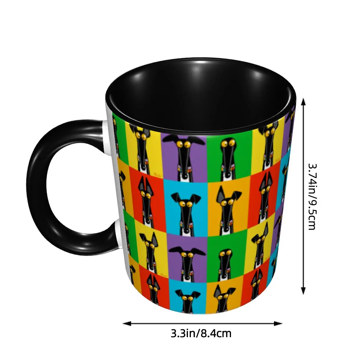DIY Greyhound Semaphore Ceramic Mugs Personalized Cartoon Dog Coffee Cup Creative Present