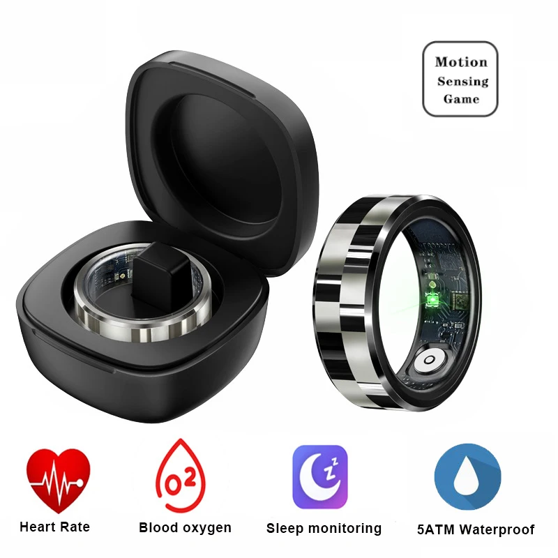 

5ATM Waterproof R9 Luxury Smart Ring Blood Oxygen Heart Rate Sleep Monitor