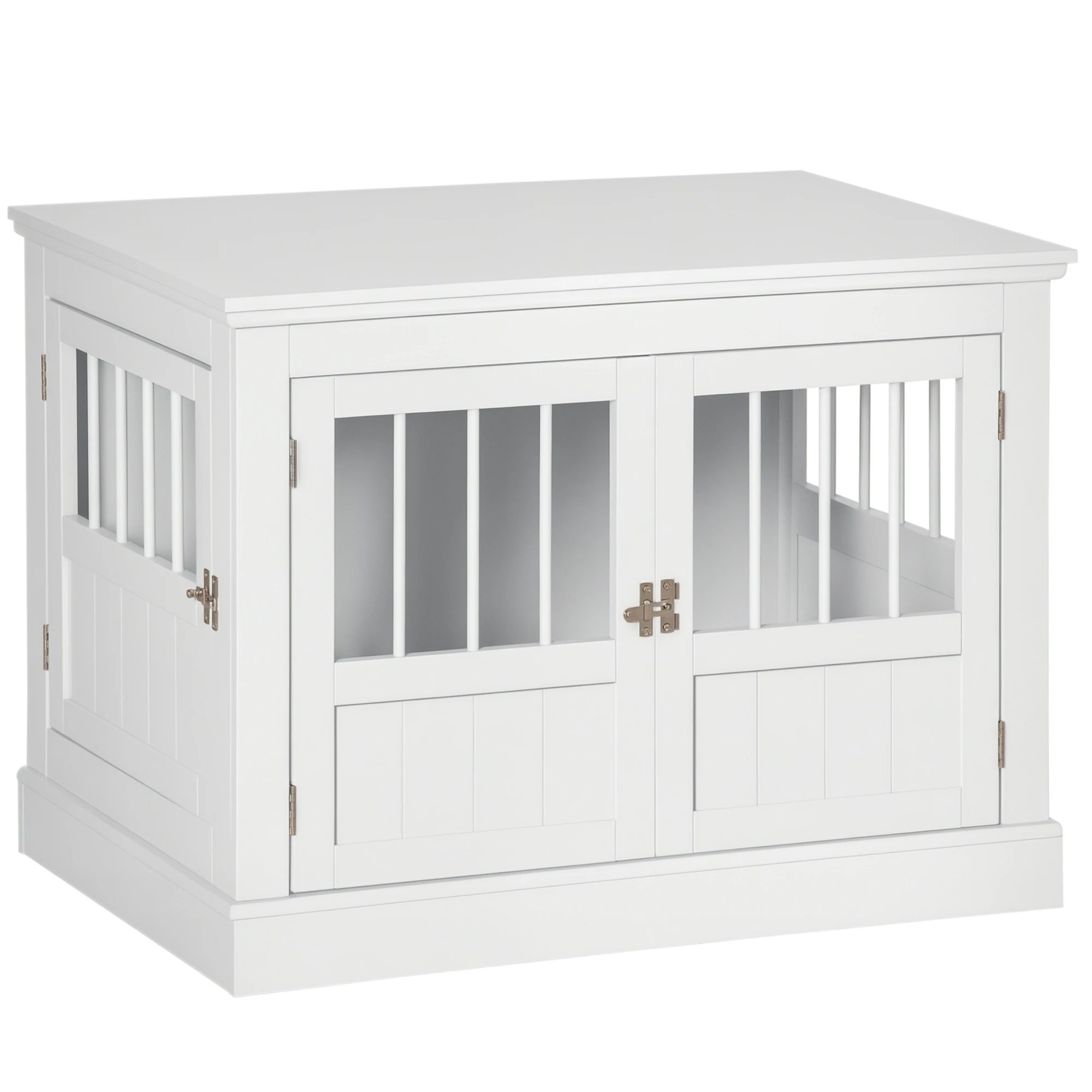 Jaula para Perros Pequeños Mesa Auxiliar Moderna con 3 Puertas Francés con Cierre Magnético 78x53x59,3 cm Blanco