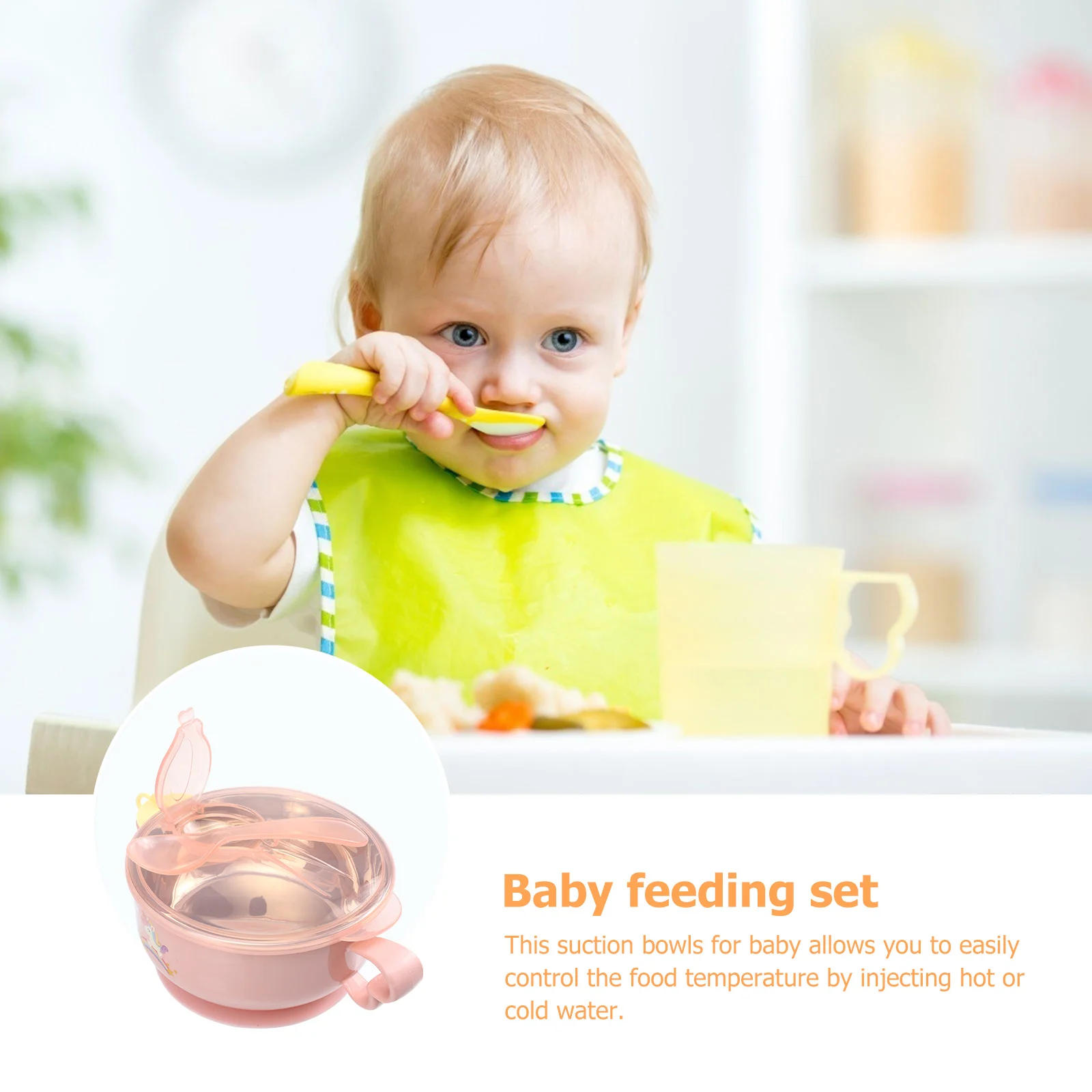 

1Set Baby Feeding Bowl Set with Suction Base Stainless Steel Multi-Function Weaning Bowl for -Feeding Solution Baby