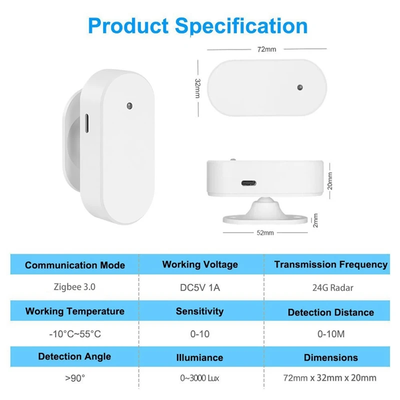 Лидер продаж, TTKK Tuya Zigbee, 24 г, миллиметровый волновой детектор присутствия человека, радар, фотодетектор, датчик движения, умный дом